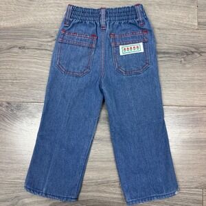 Vintage Kmart Klicks Kids Blue Denim Jeans Red Stitching 2T Taiwan Broken Zipper